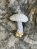 Picture of Crochet White and Gold Mushroom Beaded Brooch